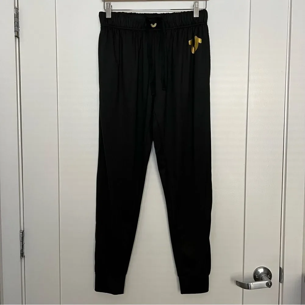 True Religion Joggers Pants Mens Small (28-30) Black Loungewear Lightweight Logo